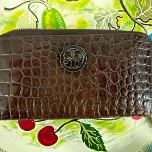 Tory Burch Brown Leather Alligator Wallet